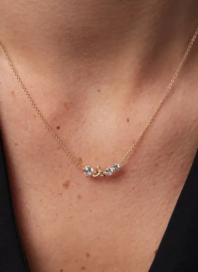 14K Gold Vermeil Trinity Knot Curve Necklace